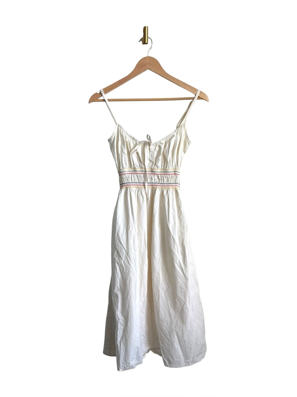 Mollusk California Cotton Midi Dress Embroidered Boho White Size Small
